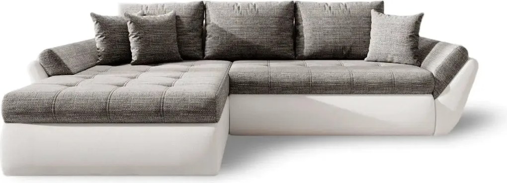 Colțar extensibil dumonde cu ladă de depozitare si sezut confortabil din spuma high-density, Loana Magma White II 275x185 cm