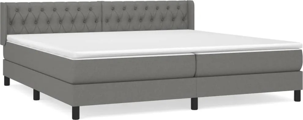 vidaXL Pat box spring cu saltea, gri închis, 200x200 cm, textil