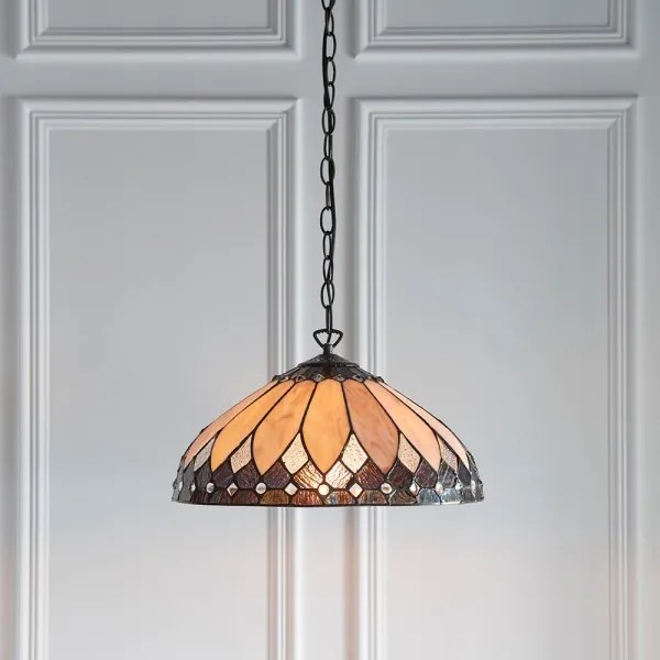 Endon 63977 - Lustră suspendată Tiffany BROOKLYN cu lanț, 1xE27/60W/230V, Ø 40 cm