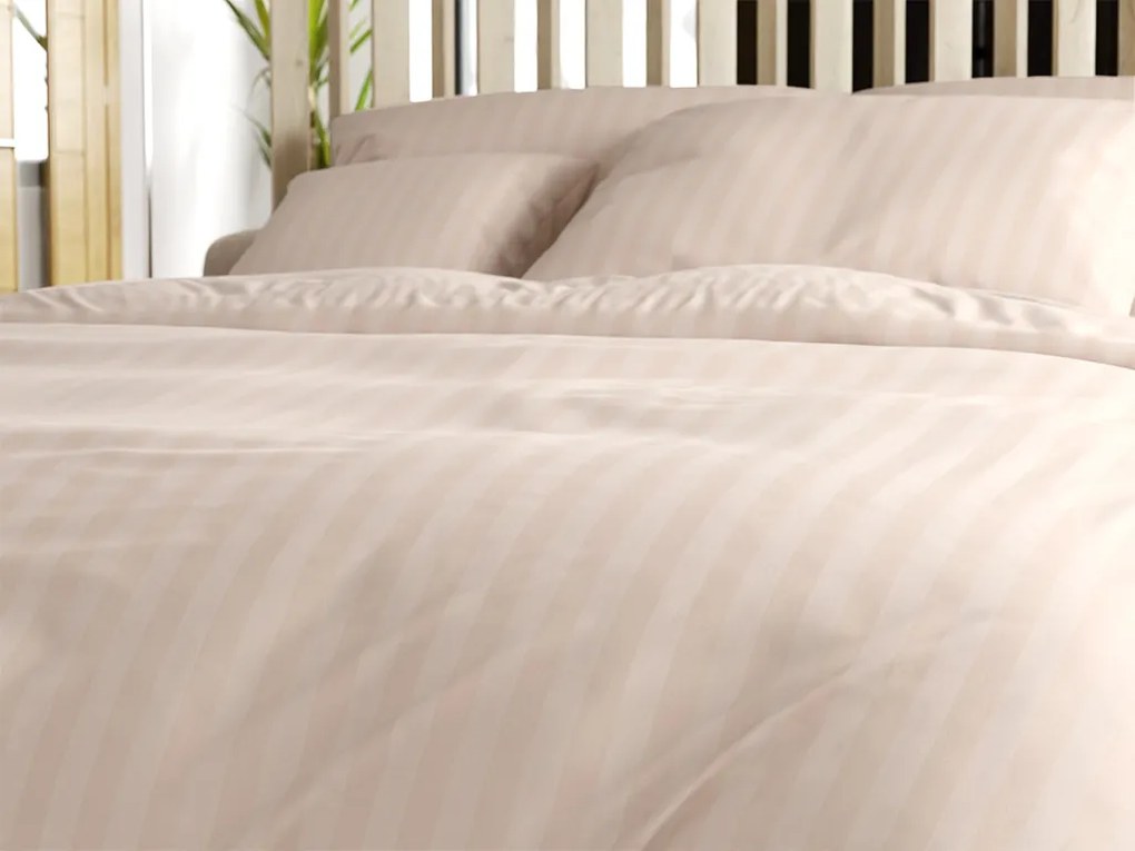 Lenjerie de pat din microfibra JASMINE sampanie - dunga 2 cm, buzunar hotel Dimensiune lenjerie de pat: 70 x 90 cm | 140 x 200 cm