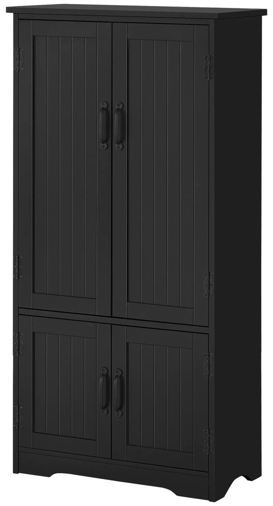 HOMCOM Buffet de bucătărie, armoarie de bucătărie contemporană, multi-spații de depozitare, 2 dulapuri, 3 rafturi, MDF, panouri de particule, negru | Aosom Romania