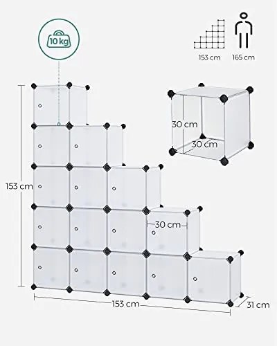 Organizator polivalent cu 16 compartimente, polipropilena, alb, Vasagle