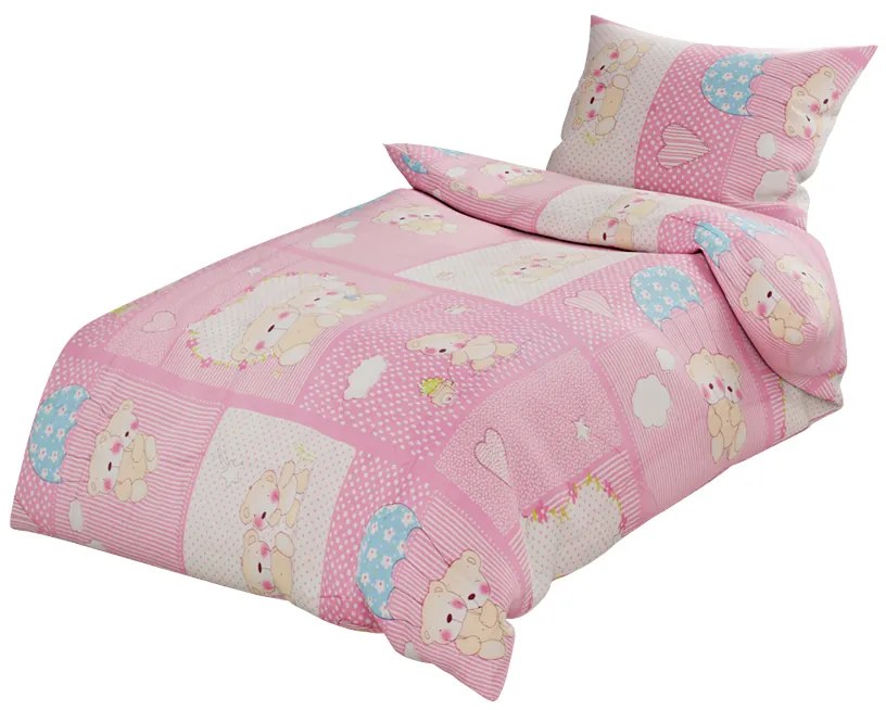 Lenjerii din bumbac pentru patut Culoare roz, COTTON TEDDY