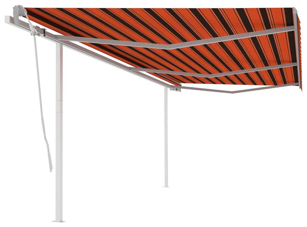 vidaXL Copertină retractabilă manual cu stâlpi portocaliu/maro 6x3 m