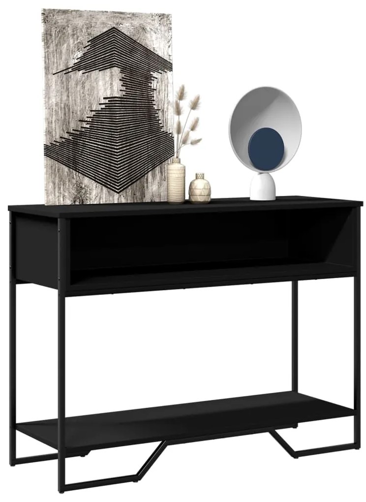 vidaXL Măsuță consolă, negru, 100x35x74,5 cm, lemn prelucrat