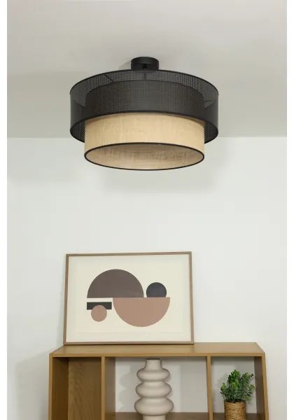 Plafonieră aplicată BORHO, 1x E27/60W/230V, Ø 50 cm, negru/jută