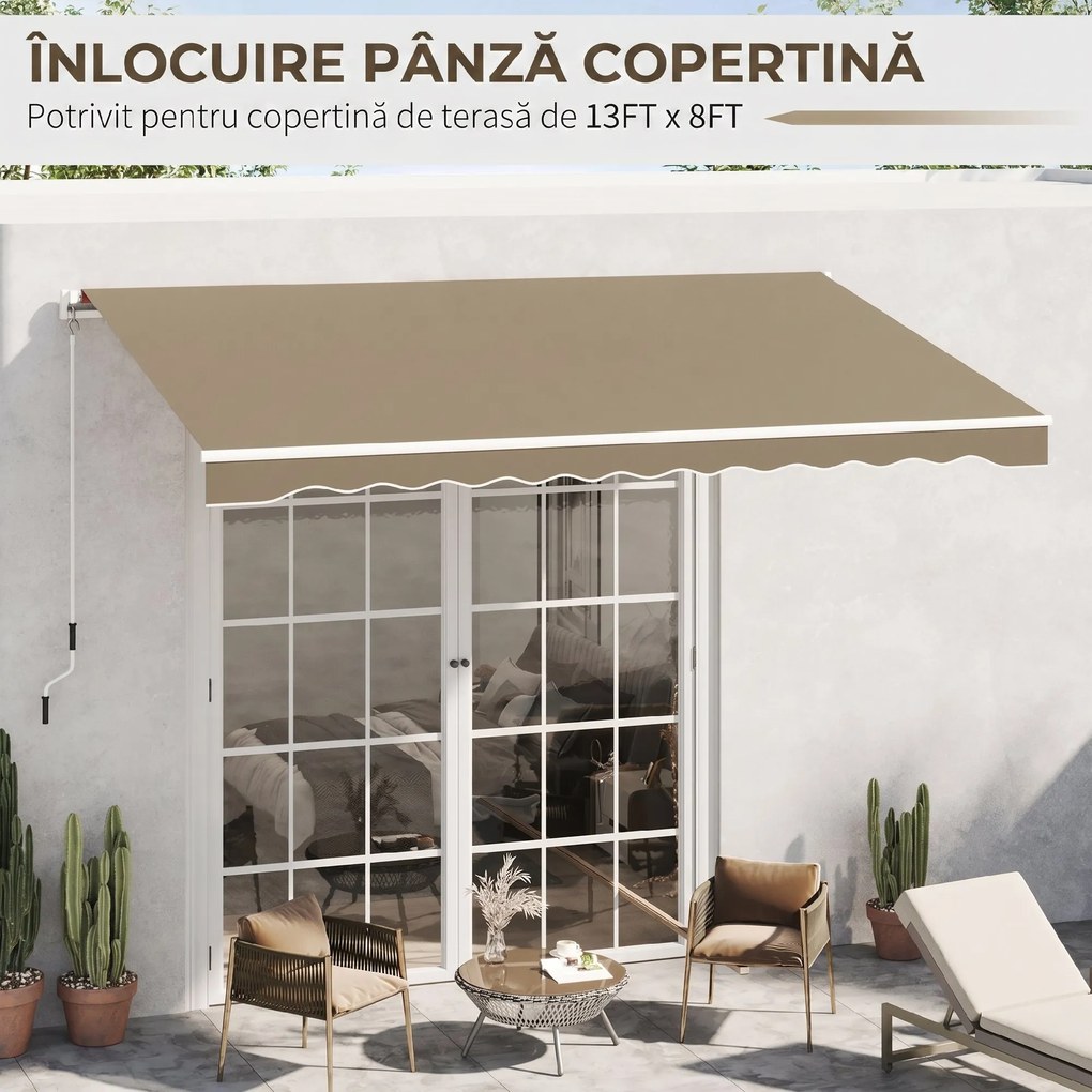 Outsunny Prelată de Schimb pentru Copertină Retractabilă, Material Poliester Anti-UV, pentru Terasă, 4x2.5m, Bej | Aosom Romania