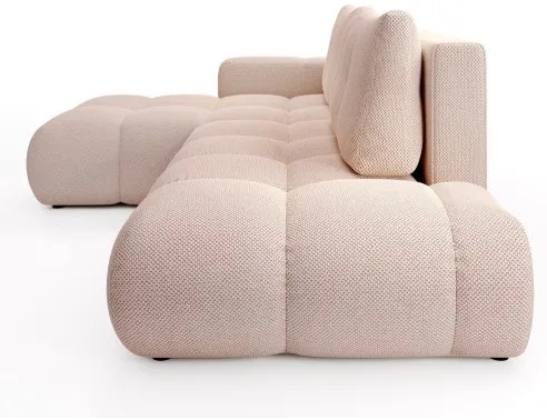 Colțar extensibil tapițat ALMADA, formă L, cu spațiu de depozitare, versiune stânga, roz