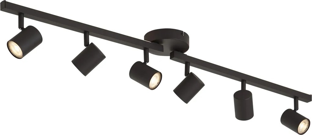Spot de tavan modern negru cu 6 lumini GU10 de 50 mm cu iluminare de fundal și întrerupător cu 3 căi - Back Up