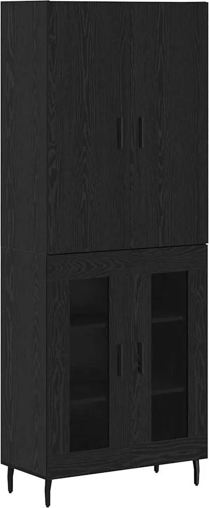 vidaXL Bufet 2 pcs Stejar Artizanal Lemn Stratificat și Sticlă