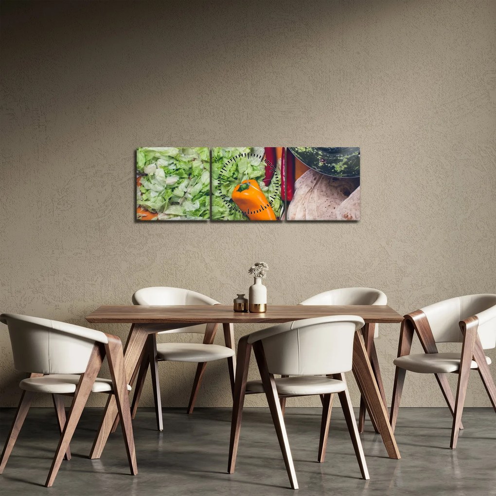 Tablou cu legume (cu ceas) (90x30 cm)