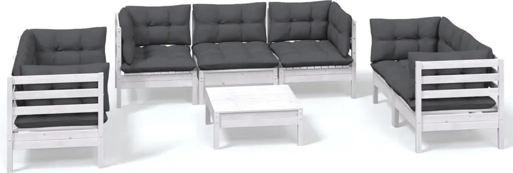 vidaXL Set mobilier de grădină cu perne, 8 piese, lemn masiv de pin