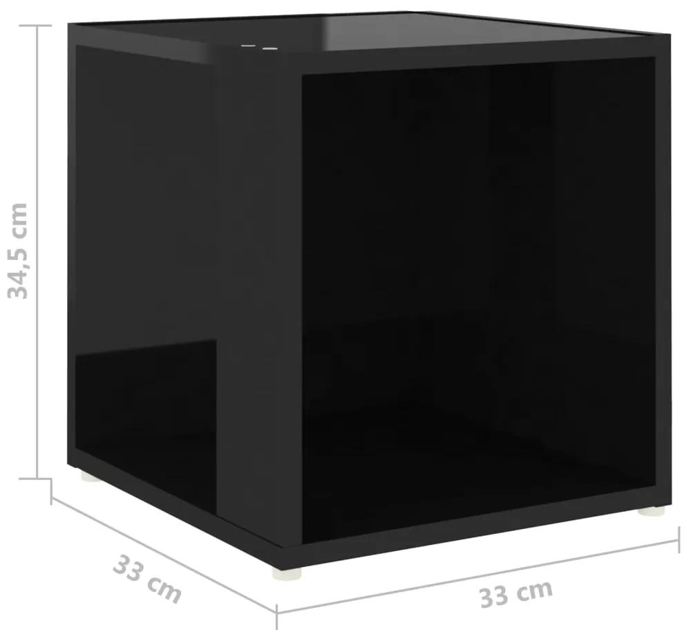 Masa laterala, negru extralucios, 33x33x34,5  cm, PAL 1, negru foarte lucios