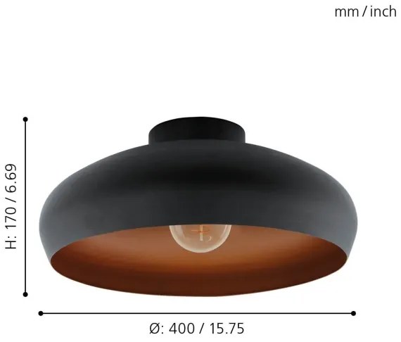 Plafonieră Eglo 55248 MOGANO 1xE27/60W/230V negru
