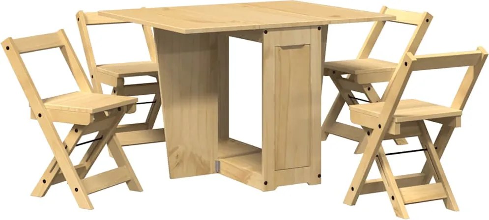 vidaXL Set mobilier tip fluture Corona, pliabil 5 piese maro lemn pin
