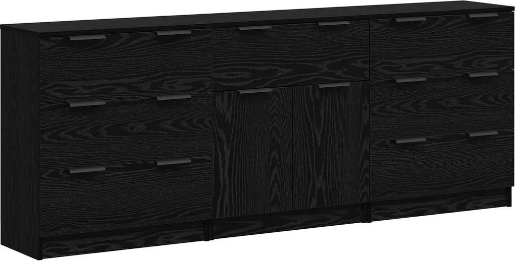 vidaXL Bufet 3 pcs Stejar Negru 181 x 30 x 70 cm Lemn compozit