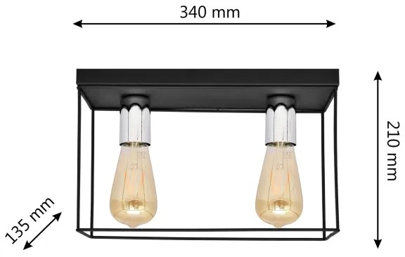 Plafonieră FINN 2xE27/15W/230V negru/crom