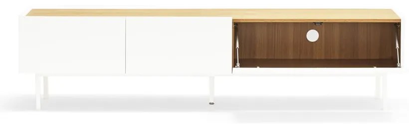 Masă TV albă/în culoare naturală cu aspect de lemn de stejar 180x45 cm Arista – Teulat