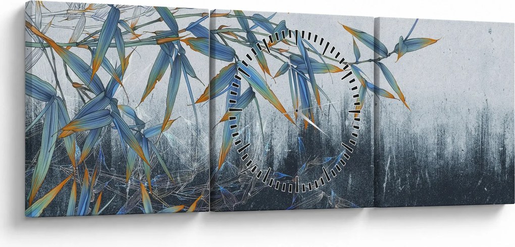 Tablou - Bambus pe perete (cu ceas) (90x30 cm)