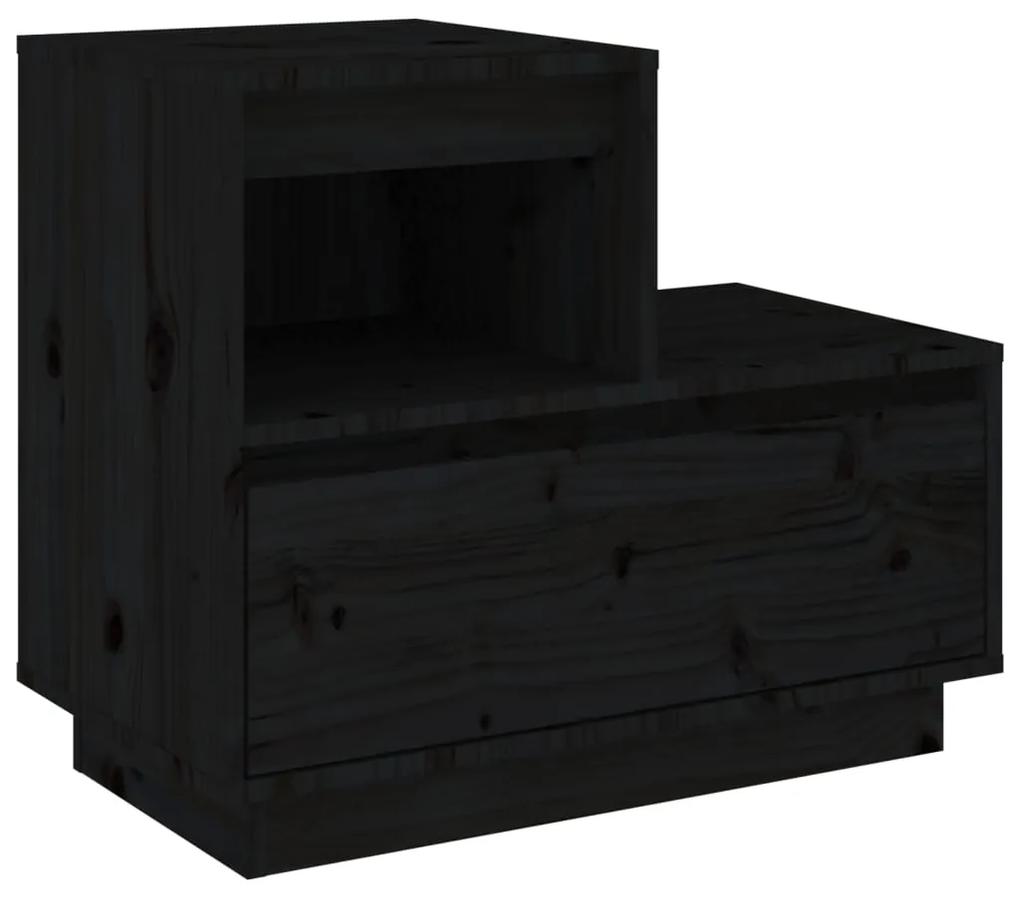 Noptiere, 2 buc, negru, 60x34x51 cm, lemn masiv de pin 2, Negru