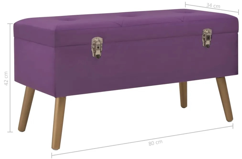 Banca cu un compartiment de depozitare, violet, 80 cm, catifea Violet