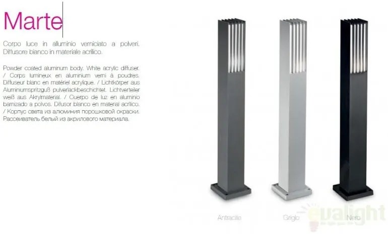 Stalp exterior H-80cm, finisaj negru, MARTE PT1 092232