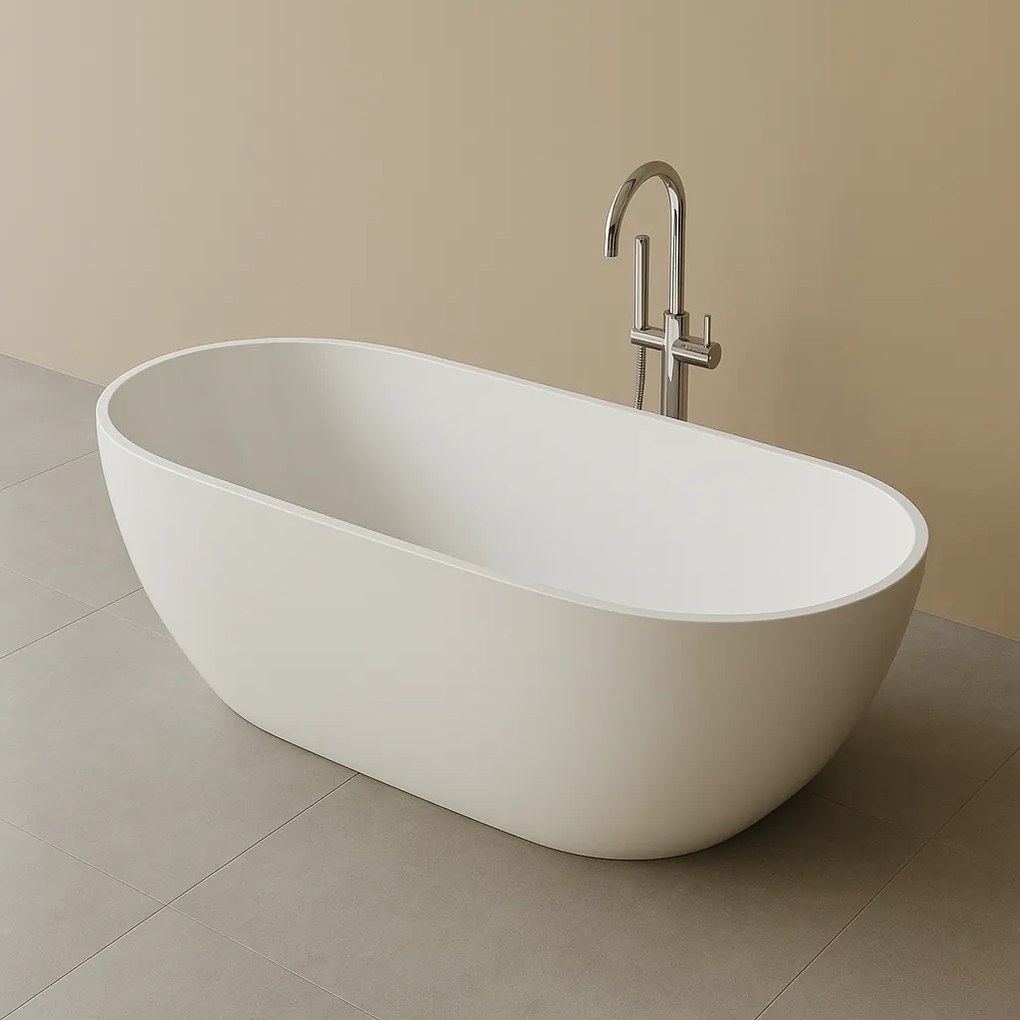 Cada freestanding compozit 180 x 81 cm, ovala, alb lucios, Foglia Shape