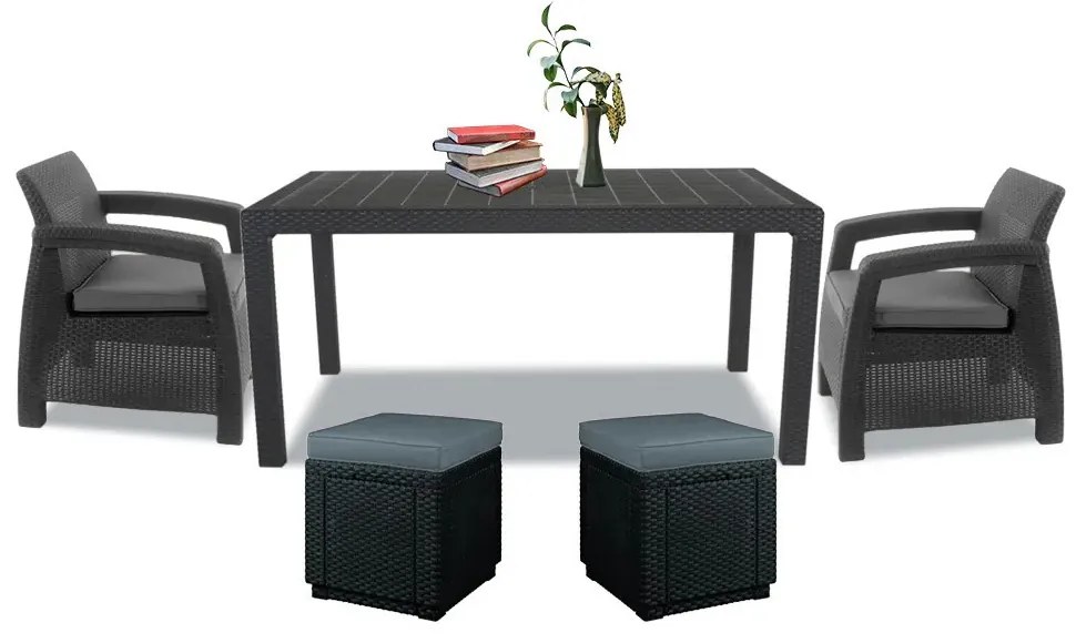 Set de mobilier de grădină Corfu duo cube grafit