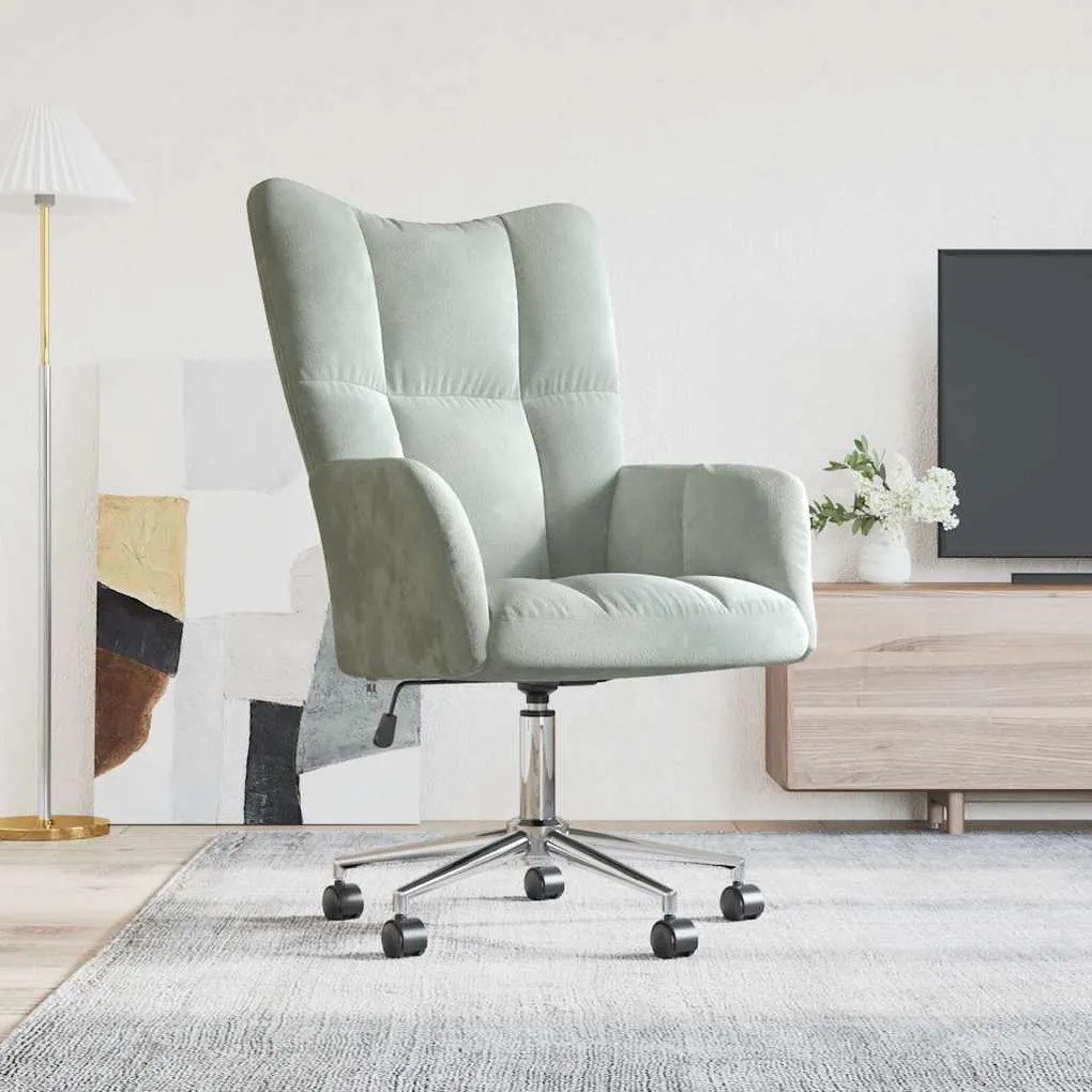328161 vidaXL Scaun de relaxare, gri deschis, catifea