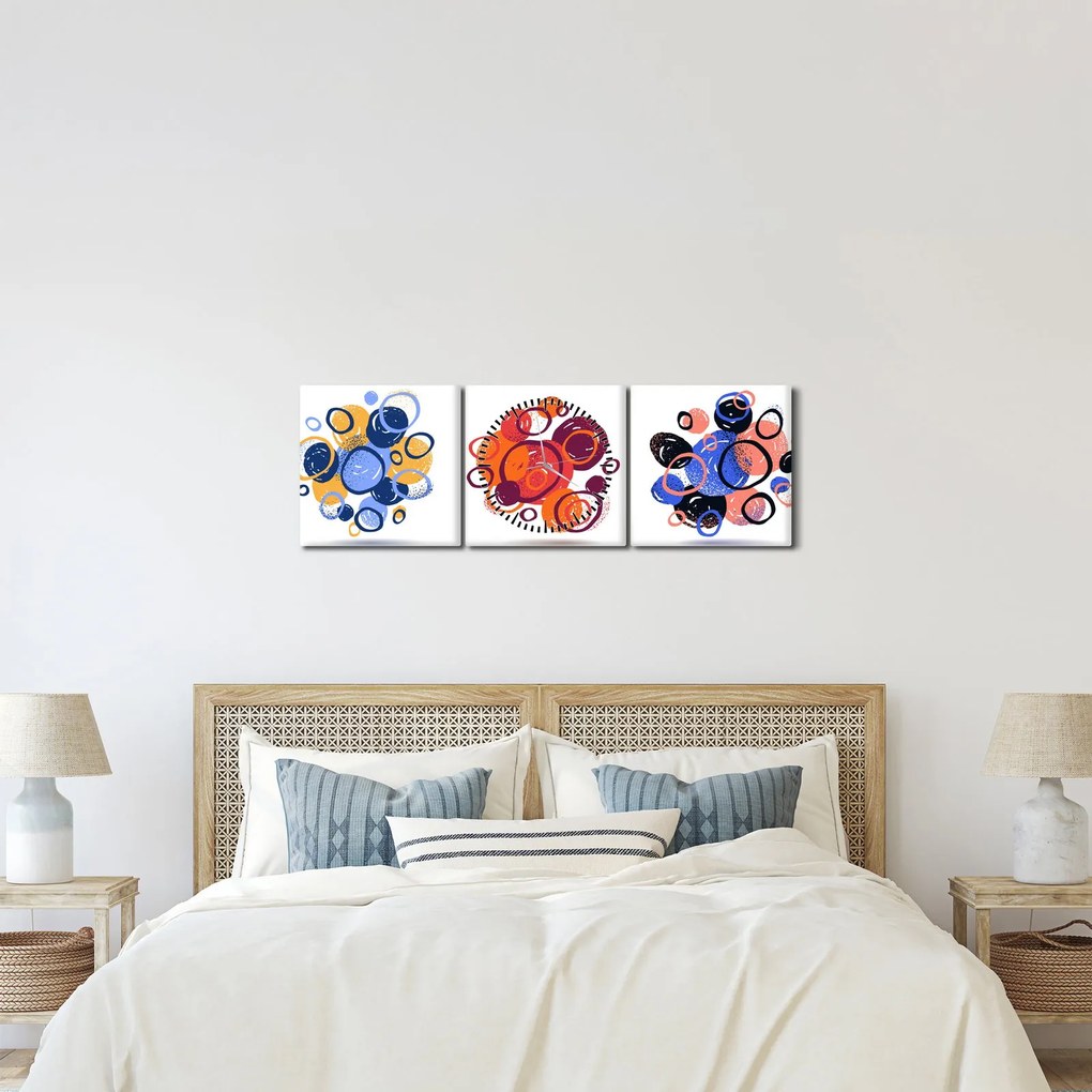 Tabloul cercuri colorate (cu ceas) (90x30 cm)