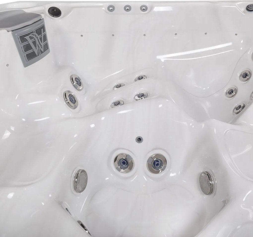 Minipiscina Malaga Life Deluxe alb lucios, Wellis, sistem stereo myMusic, 6 locuri, 218   218 cm