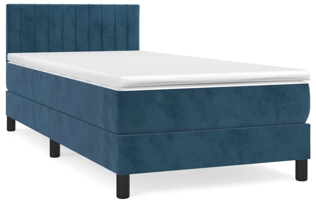 3141393 vidaXL Pat box spring cu saltea, albastru închis, 80x200 cm, catifea