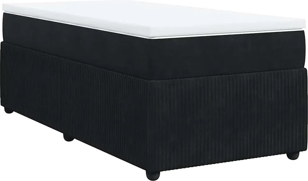 vidaXL Pat box spring cu saltea, negru, 90x190 cm, catifea