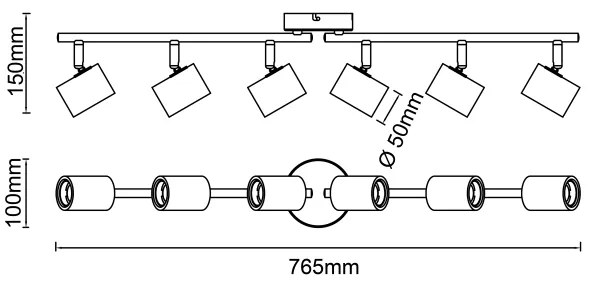 Brilliant - Spot KERRY 6xE27/40W/230V negru/bambus