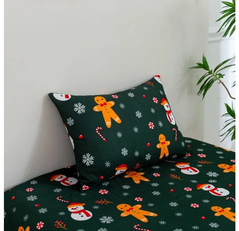 Set cadou pentru dormitor SNOWMAN AND GINGERBREAD, verde