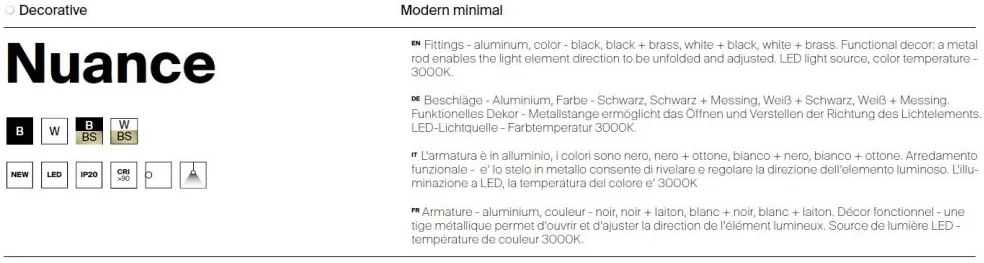 Aplica LED ambientala reglabila design modern minimalist Nuance alb/negru
