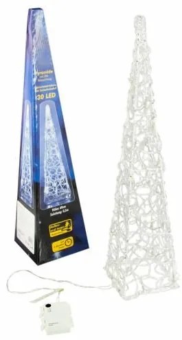 Decor de Crăciun piramidă acrilică 60 cm-alb rece,pe baterie