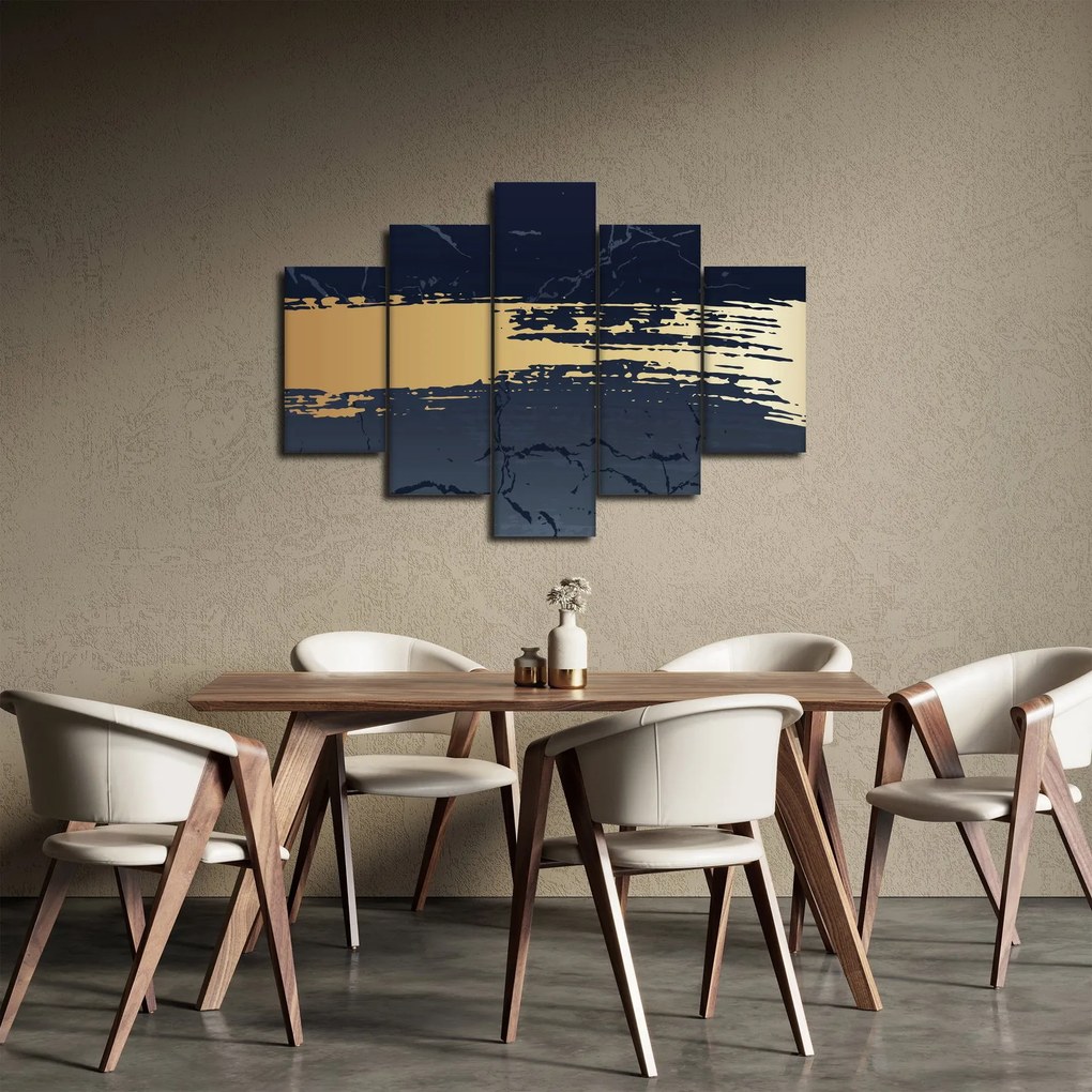 Tablou - Albastru și aur abstracție N⁰2 (150x105 cm)