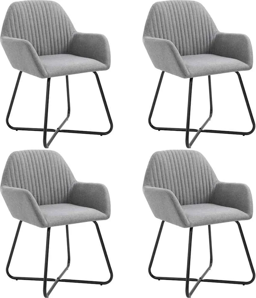 vidaXL Scaune de bucătărie pivotante, 4 buc., gri deschis, textil