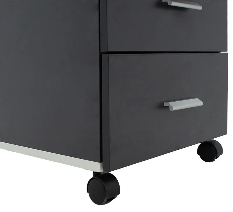 Comoda pe roti Oscar 3 sertare nuc - carbon 40x48x63cm