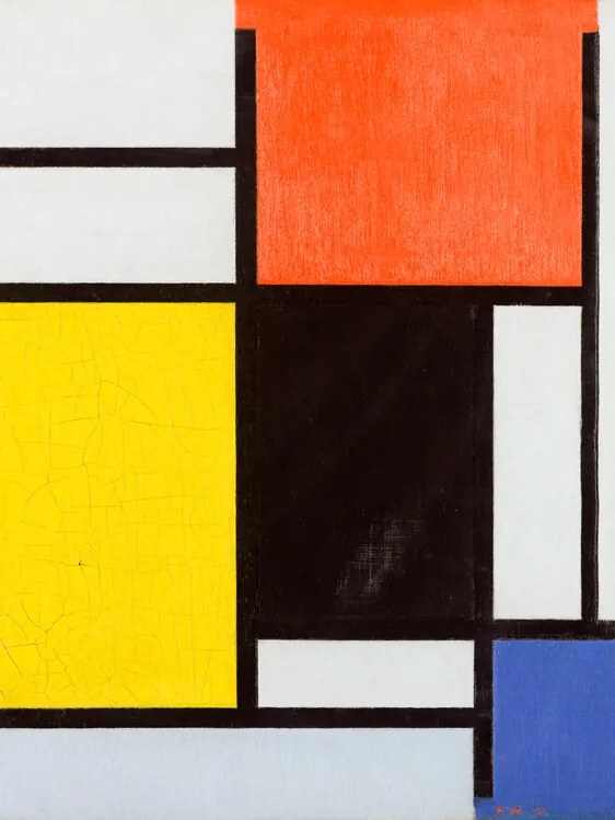 Reproducere Composition with red, Piet Mondrian