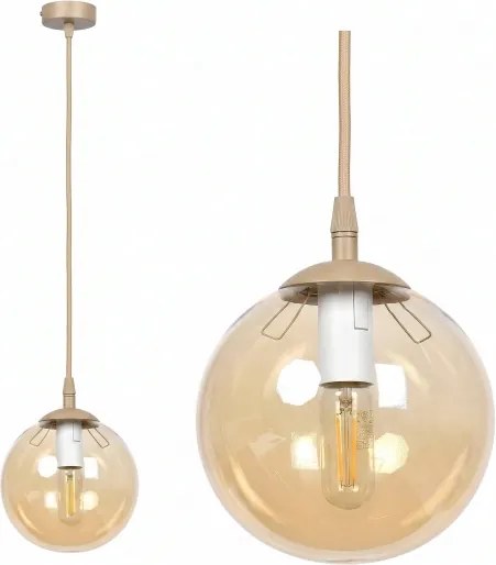 Lustră pe cablu COSMO 1xE14/10W/230V Ø 14 cm bej/bej fumuriu