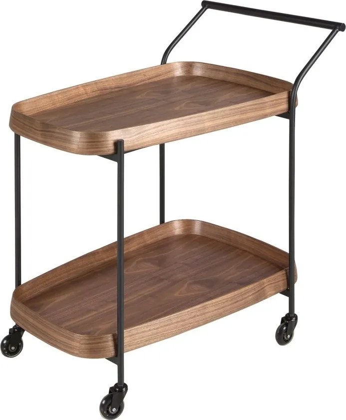 Gheridon, Mini Bar cu roti pentru bauturi si sticle Walnut