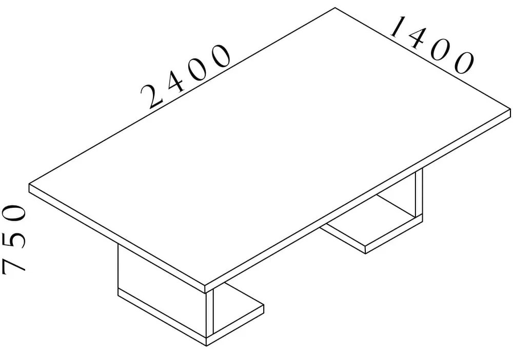 Masa de intalnire Lineart 240 x 140 cm, ulm deschis