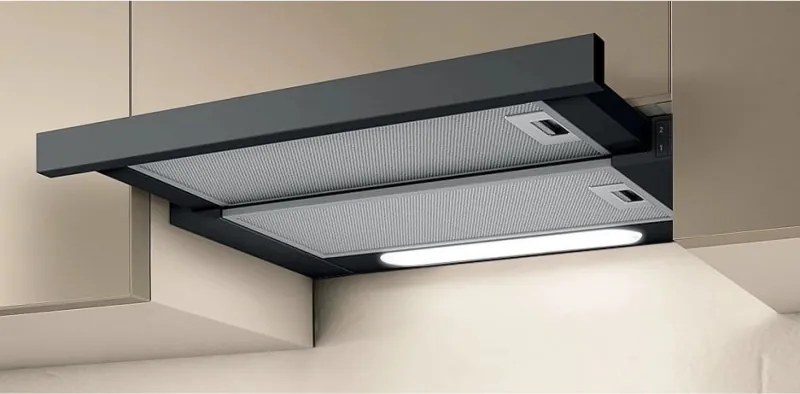Hota de bucatarie incorporabila Elica Elite 14 Lux BL 60, 121 W, 60 cm, Clasa D, 304 m³/h, Iluminare LED, Negru