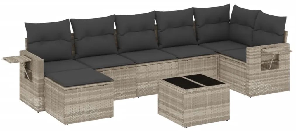 3252829 vidaXL Set mobilier de grădină cu perne, 8 piese gri deschis poliratan