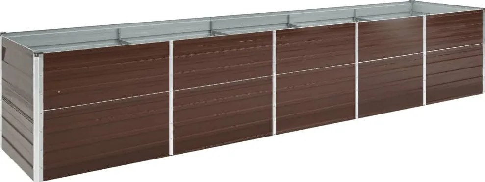 vidaXL Strat înălțat de grădină, maro, 400x80x77 cm, oțel galvanizat