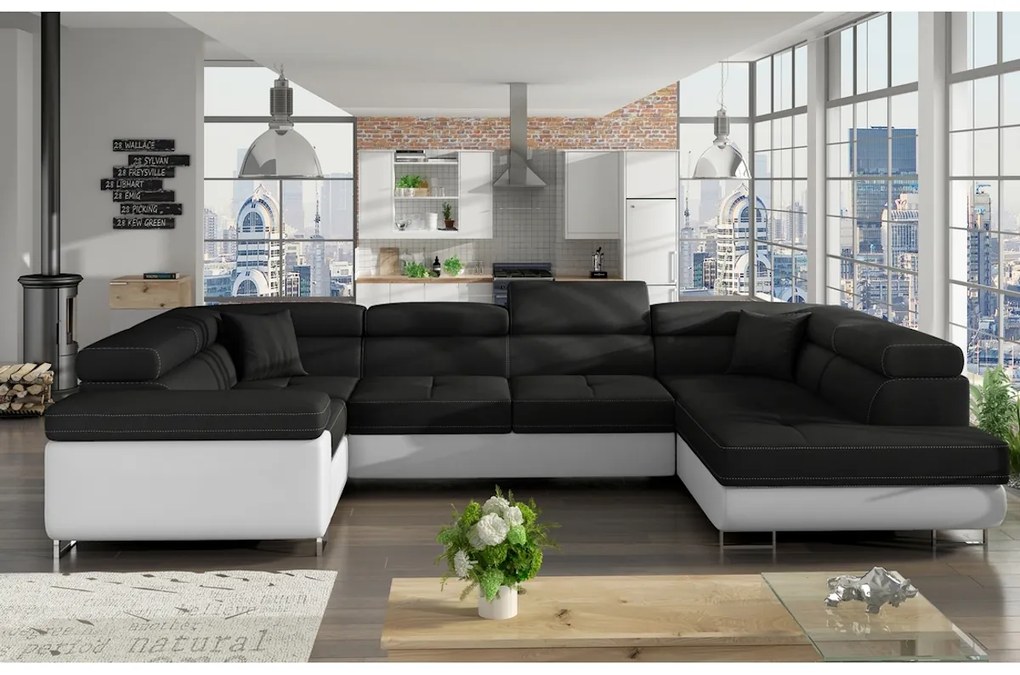 Expedo Canapea extensibilă în formă de U EMILIA, 340x90x202, sawana 14/soft 17, colţ dreapta
