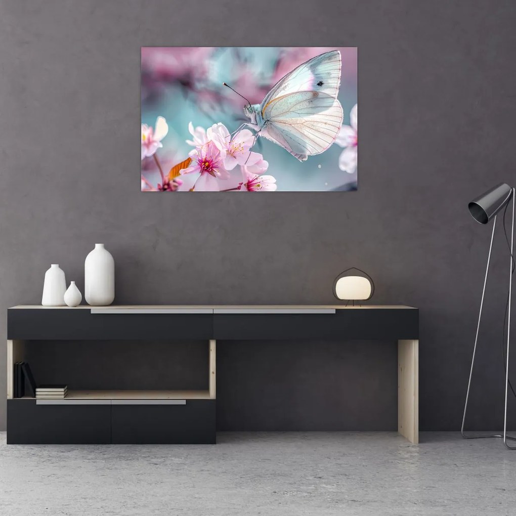 Tablou - Fluture pe un cireș (90x60 cm)