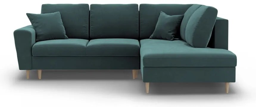 Colțar petrol extensibil, cu spațiu de depozitare cu tapițerie din catifea (cu colț pe partea dreaptă-în formă de ”L”) Kyoto – Cosmopolitan Design